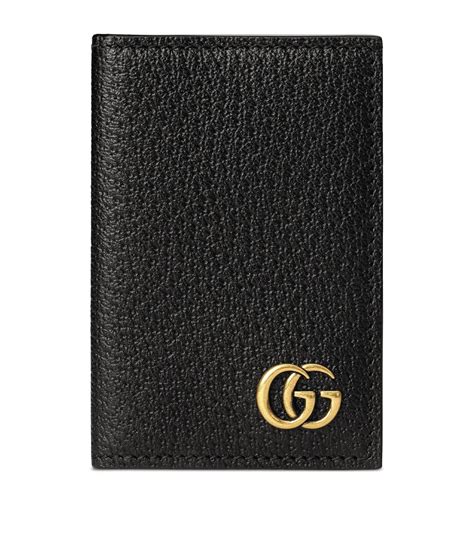 gucci id badge holder|GG Emblem card case in black leather .